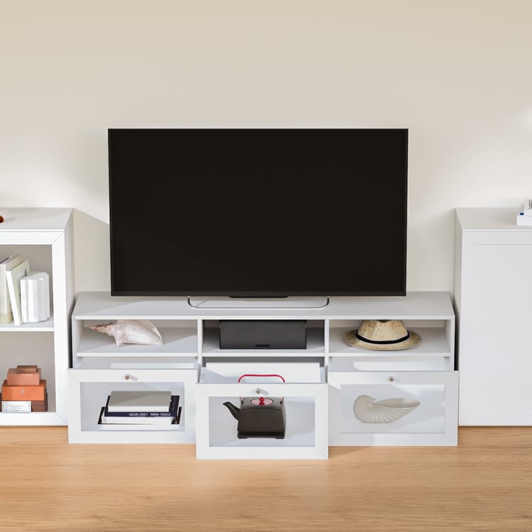 Soho Large TV Unit with 2 Multipurpose Cabinets - White