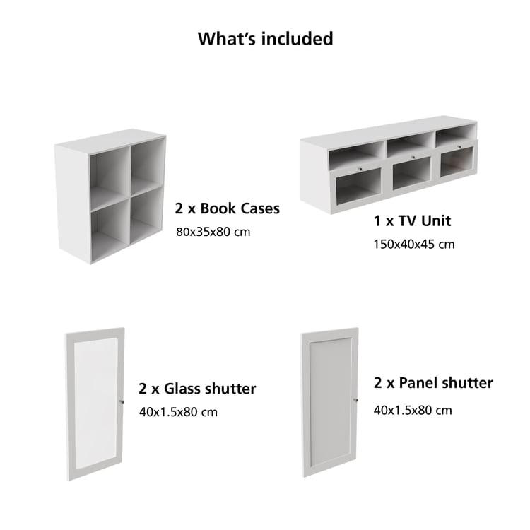 Soho Large TV Unit with 2 Multipurpose Cabinets - White