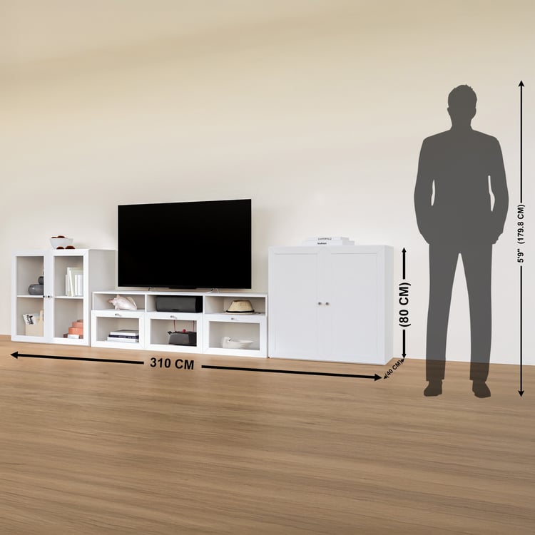 Soho Large TV Unit with 2 Multipurpose Cabinets - White