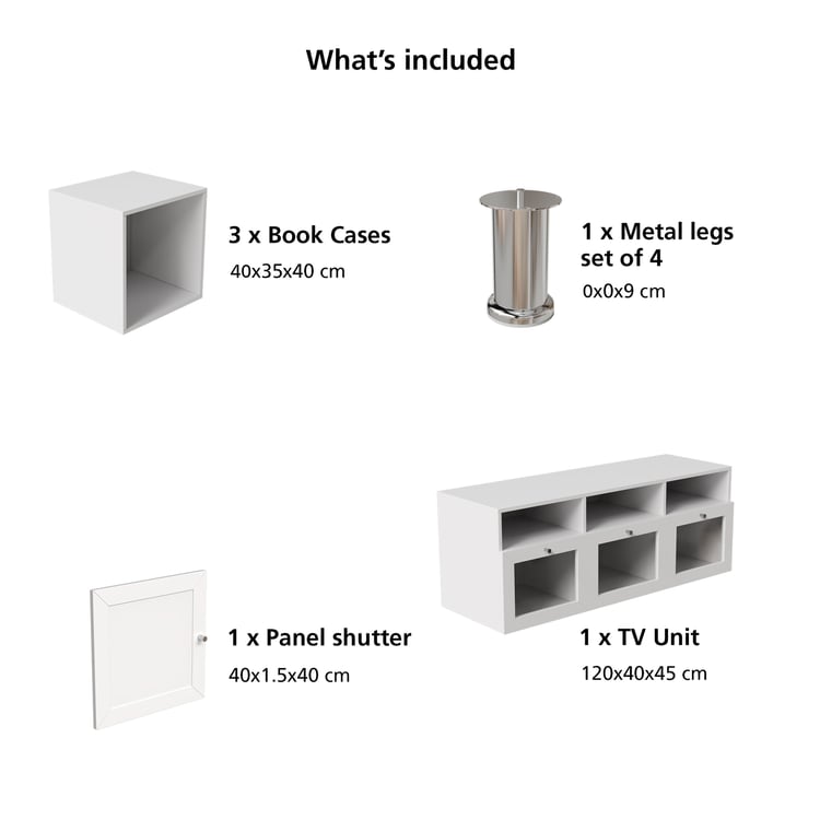 Soho Medium TV Unit with 3 Multipurpose Cases - White