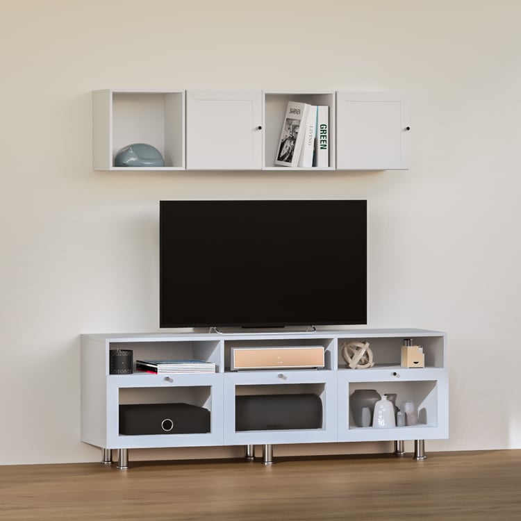 Soho Large TV Unit with 4 Multipurpose Cases and Cabinets - White