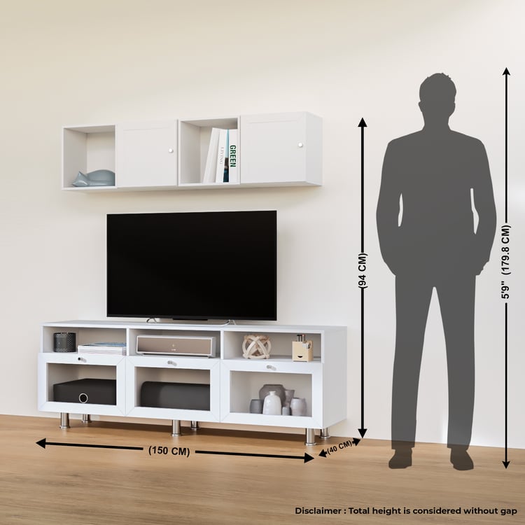 Soho Large TV Unit with 4 Multipurpose Cases and Cabinets - White