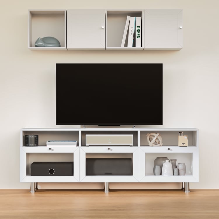 Soho Large TV Unit with 4 Multipurpose Cases and Cabinets - White