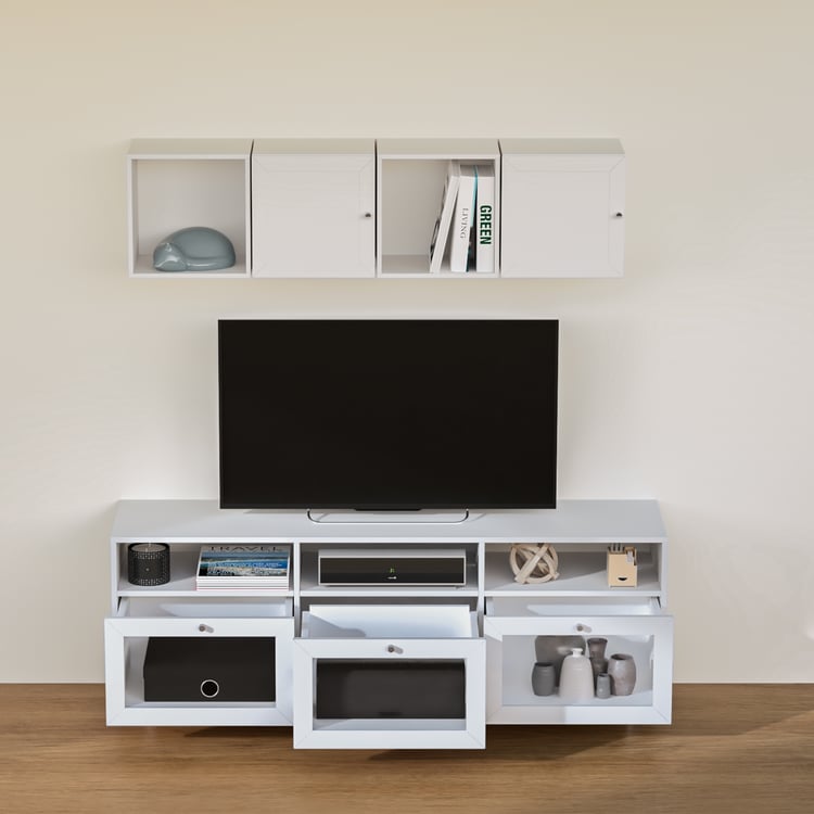 Soho Large TV Unit with 4 Multipurpose Cases and Cabinets - White