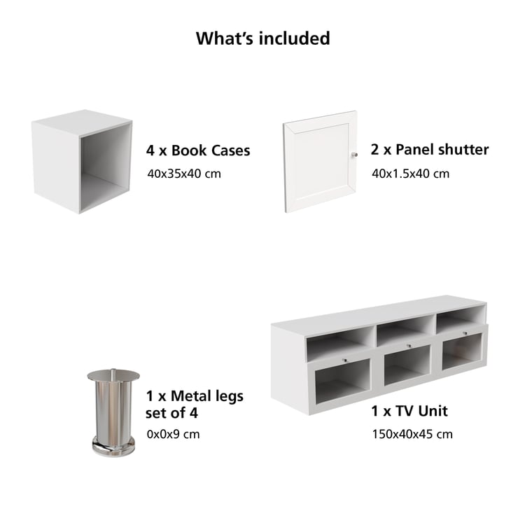Soho Large TV Unit with 4 Multipurpose Cases and Cabinets - White