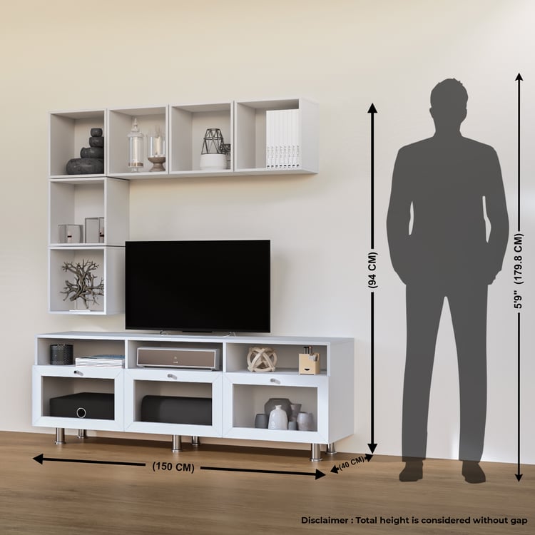 Soho Large TV Unit with 6 Multipurpose Cases - White