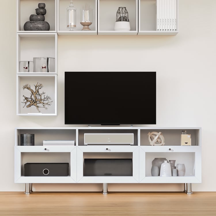 Soho Large TV Unit with 6 Multipurpose Cases - White