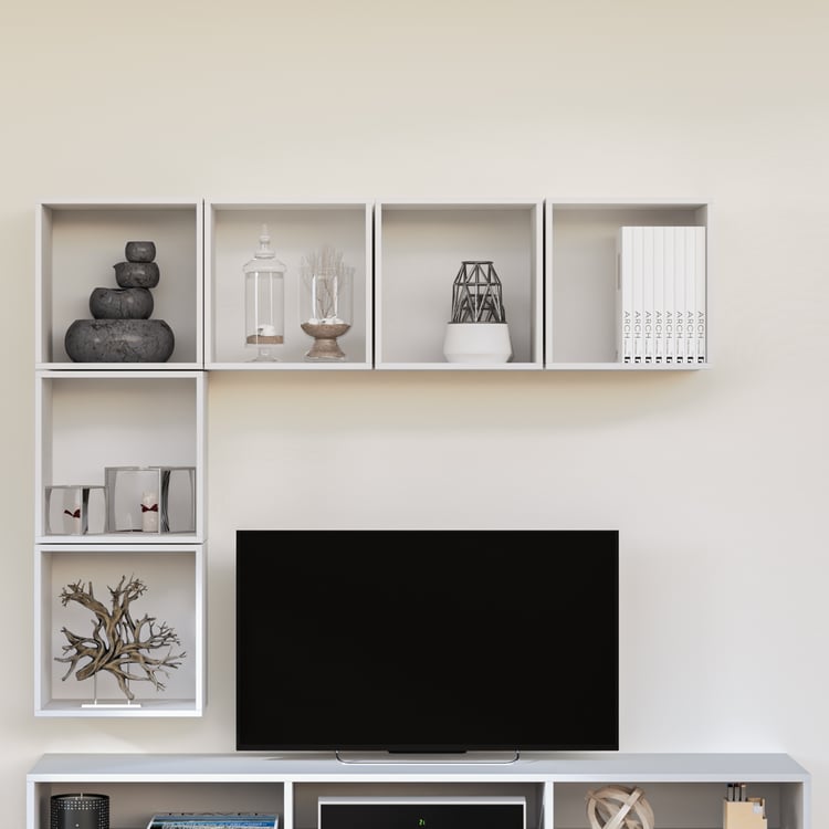 Soho Large TV Unit with 6 Multipurpose Cases - White