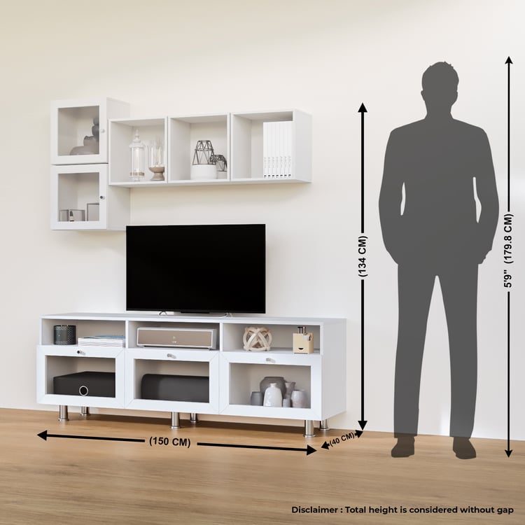 Soho Large TV Unit with 5 Multipurpose Cases and Cabinets - White