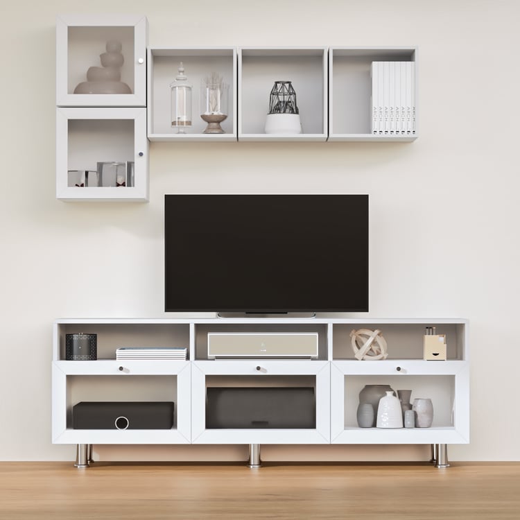 Soho Large TV Unit with 5 Multipurpose Cases and Cabinets - White