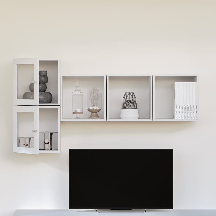 Soho Large TV Unit with 5 Multipurpose Cases and Cabinets - White