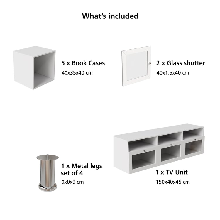 Soho Large TV Unit with 5 Multipurpose Cases and Cabinets - White