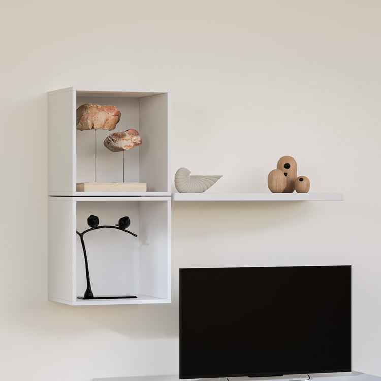 Soho Small TV Unit with 3 Multipurpose Cabinets and Open Shelf - White