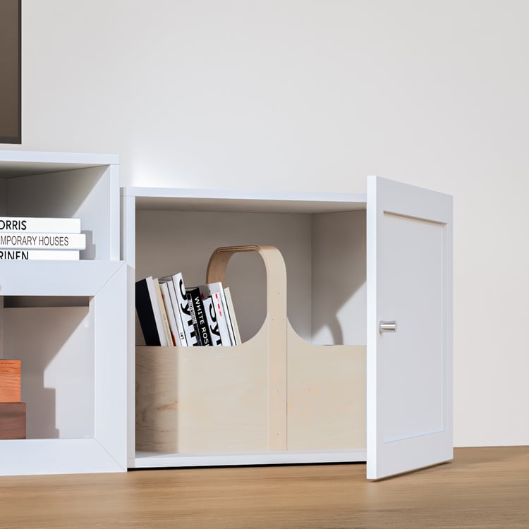 Soho Small TV Unit with 3 Multipurpose Cabinets and Open Shelf - White