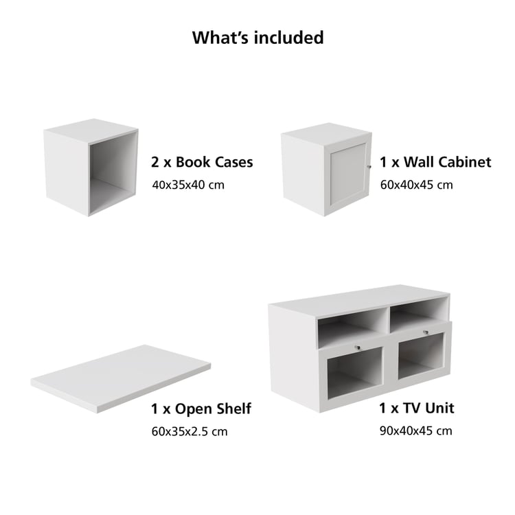 Soho Small TV Unit with 3 Multipurpose Cabinets and Open Shelf - White