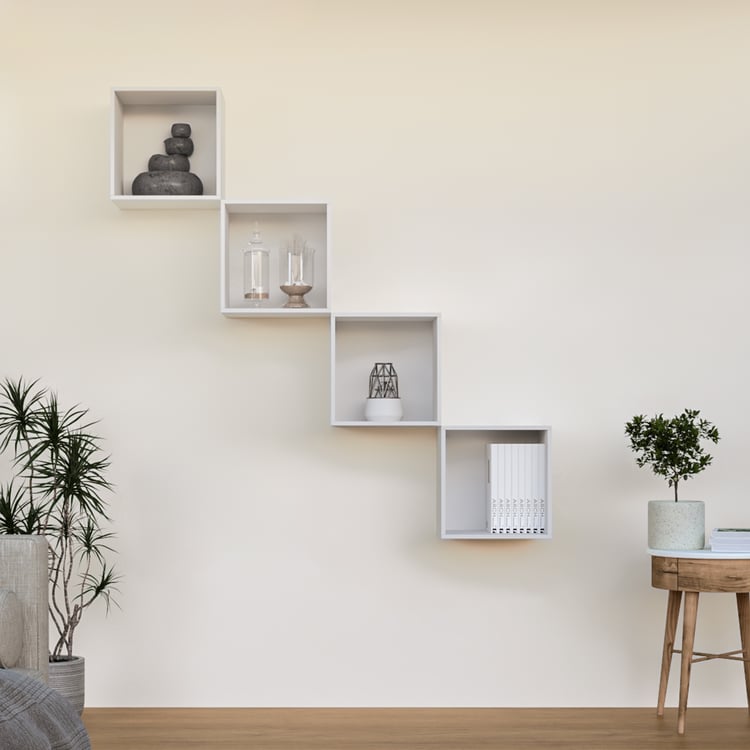 Soho Set of 4 Cube Wall Shelves - White