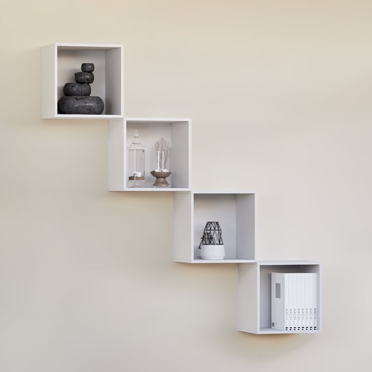 Soho Set of 4 Cube Wall Shelves - White