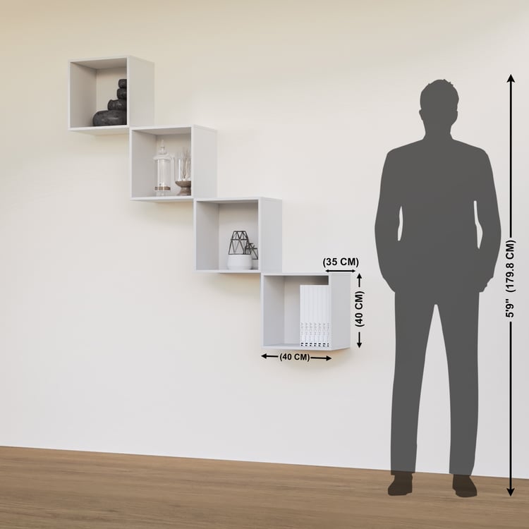 Soho Set of 4 Cube Wall Shelves - White