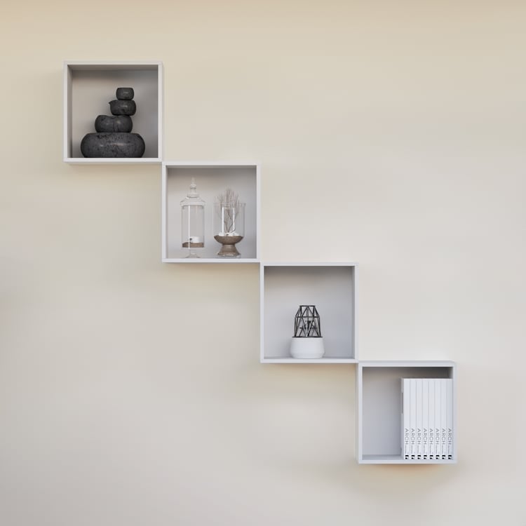 Soho Set of 4 Cube Wall Shelves - White