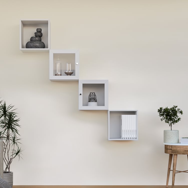 Soho Set of 4 Cube Wall Shelves - White