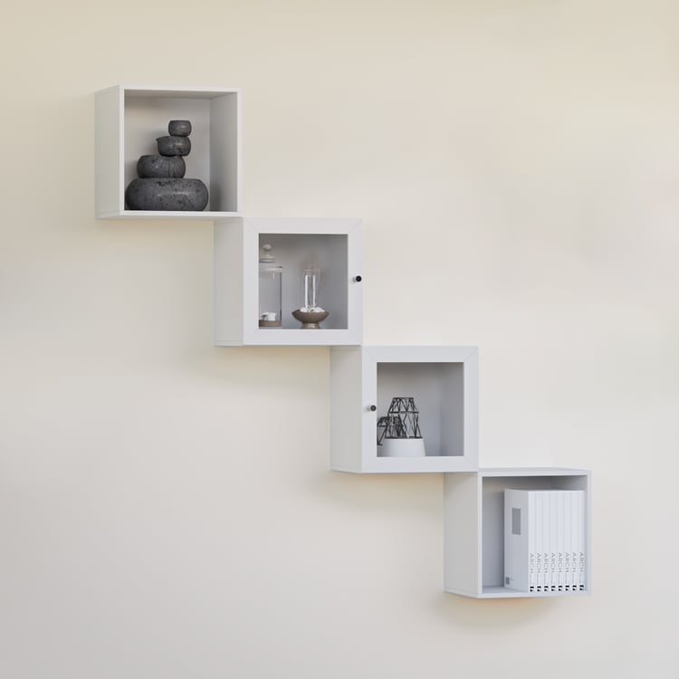 Soho Set of 4 Cube Wall Shelves - White