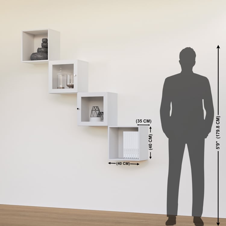Soho Set of 4 Cube Wall Shelves - White