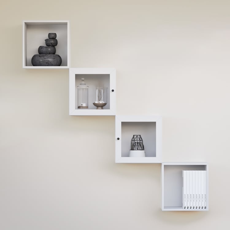 Soho Set of 4 Cube Wall Shelves - White