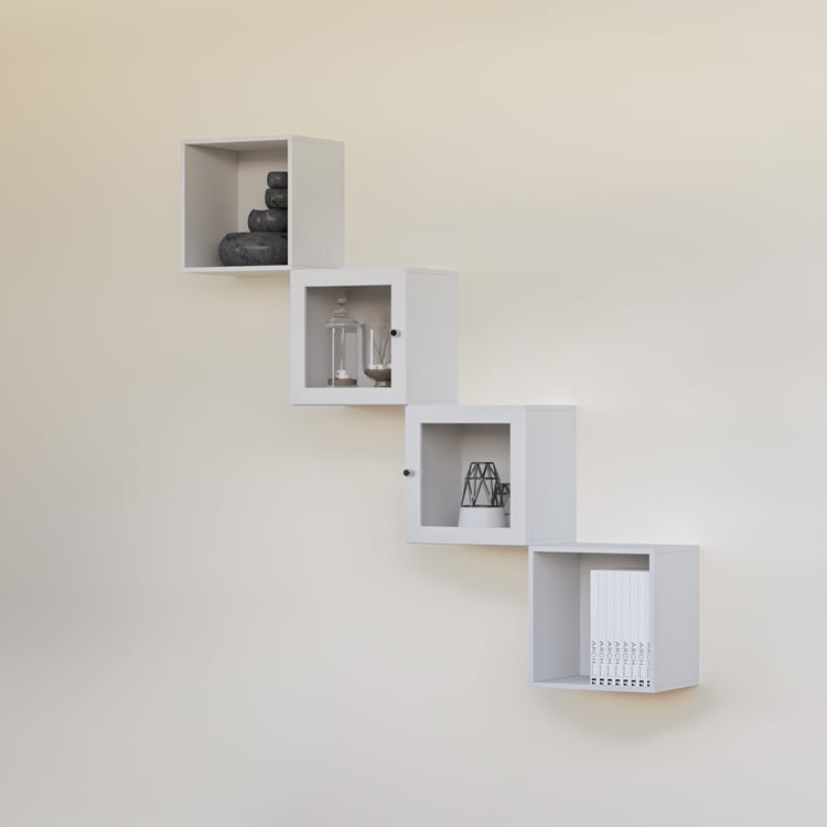 Soho Set of 4 Cube Wall Shelves - White