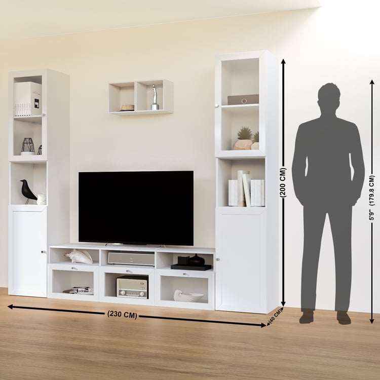 Soho Large TV Unit with 2 Multipurpose Cabinet and Cases - White