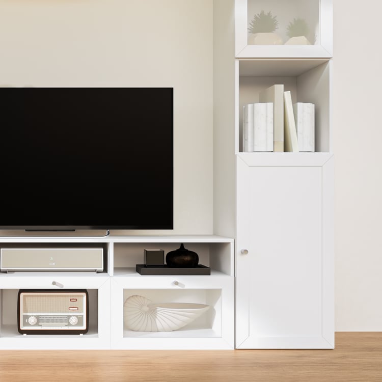 Soho Large TV Unit with 2 Multipurpose Cabinet and Cases - White