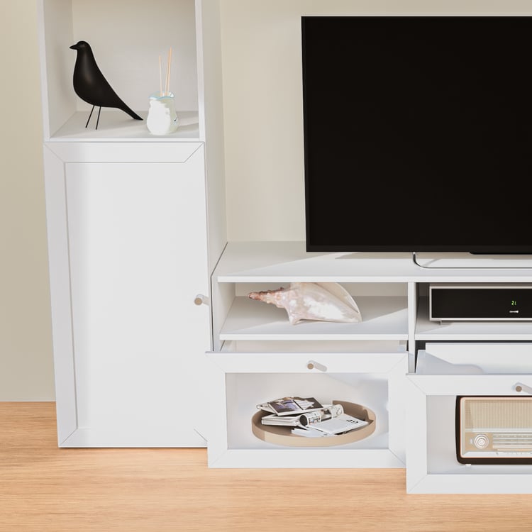 Soho Large TV Unit with 2 Multipurpose Cabinet and Cases - White