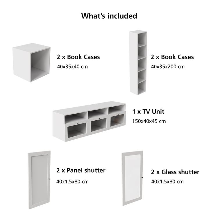 Soho Large TV Unit with 2 Multipurpose Cabinet and Cases - White