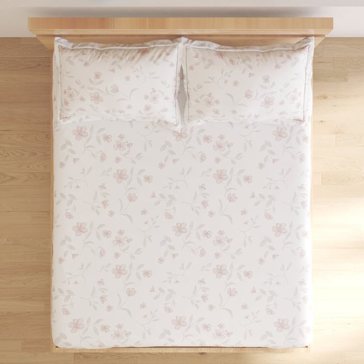 Ezra Rosee Cotton 144TC Floral Print 3Pcs Queen Bedsheet Set