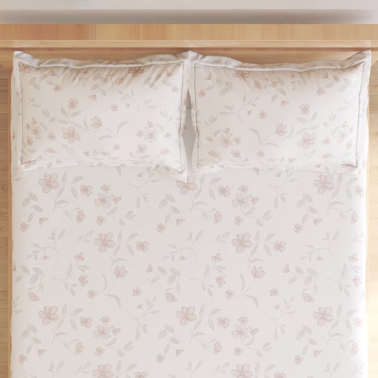 Ezra Rosee Cotton 144TC Floral Print 3Pcs Queen Bedsheet Set