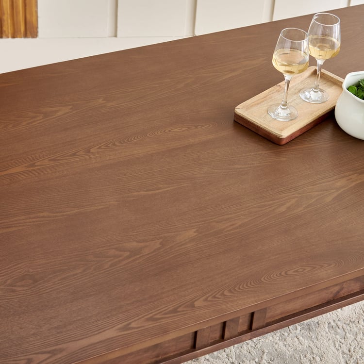 Trio Solid Wood 6-Seater Dining Set with Chairs - Walnut
