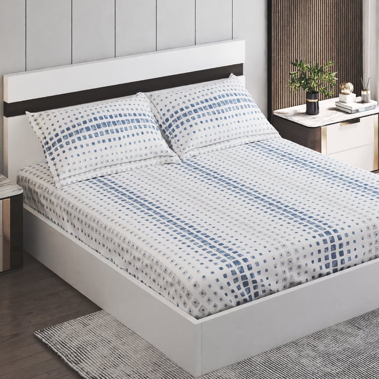 Ezra Elena Dusky Cotton 144TC Printed 3Pcs Queen Bedsheet Set