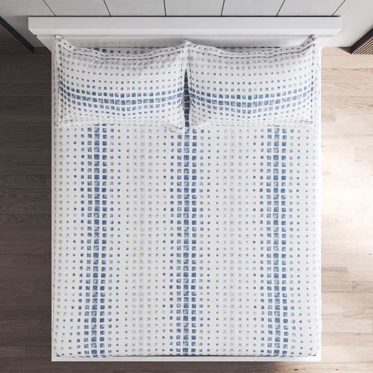 Ezra Elena Dusky Cotton 144TC Printed 3Pcs Queen Bedsheet Set