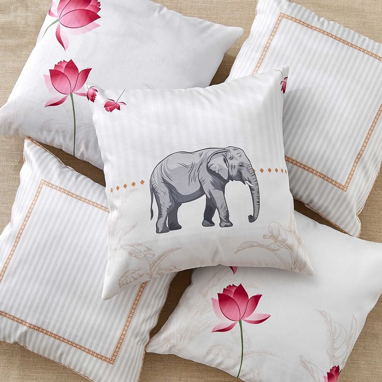 Vera Elephas Set of 5 Printed Cushion Covers - 40x40cm