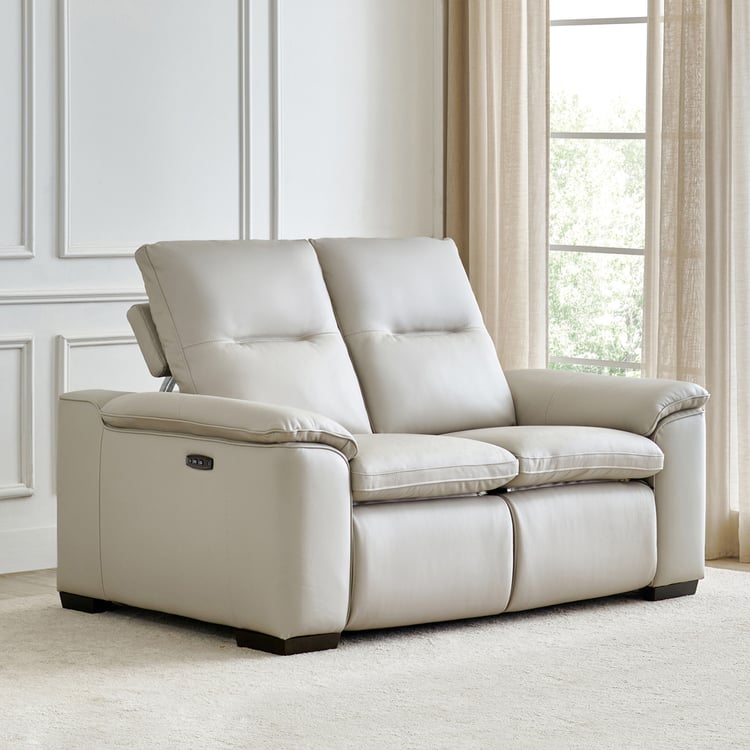 Angelo Half Leather 2-Seater Electric Recliner - Grey