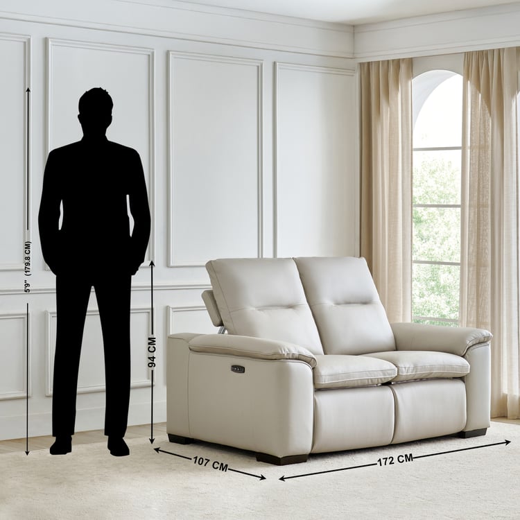 Angelo Half Leather 2-Seater Electric Recliner - Grey