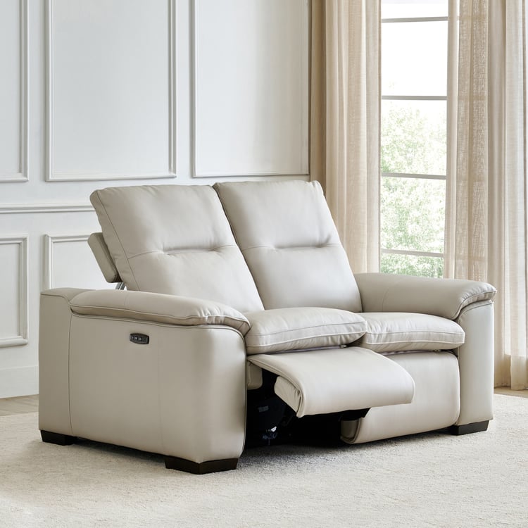 Angelo Half Leather 2-Seater Electric Recliner - Grey