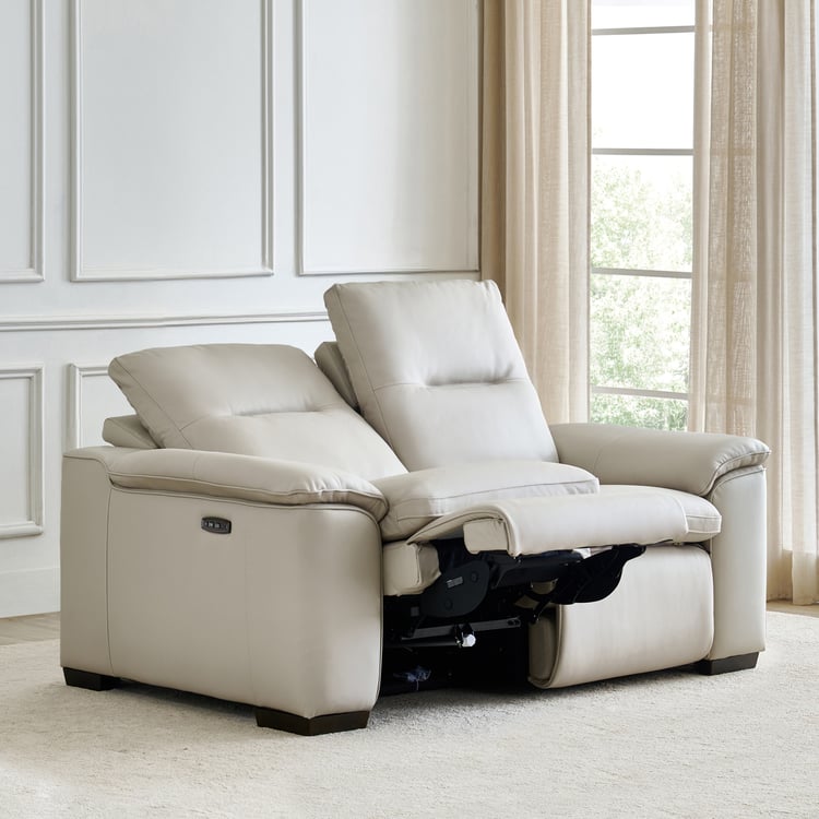 Angelo Half Leather 2-Seater Electric Recliner - Grey