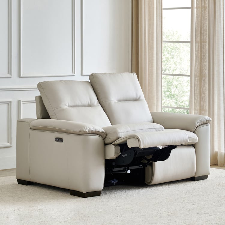 Angelo Half Leather 2-Seater Electric Recliner - Grey