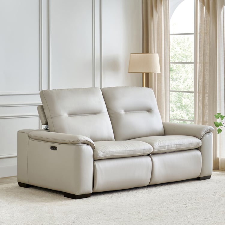 Angelo Half Leather 3-Seater Electric Recliner - Grey