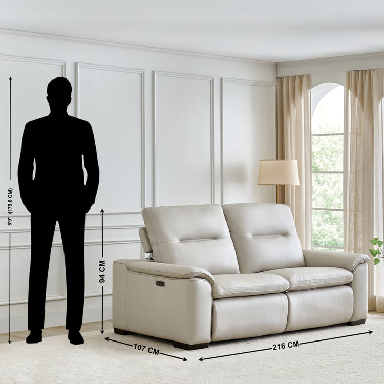 Angelo Half Leather 3-Seater Electric Recliner - Grey