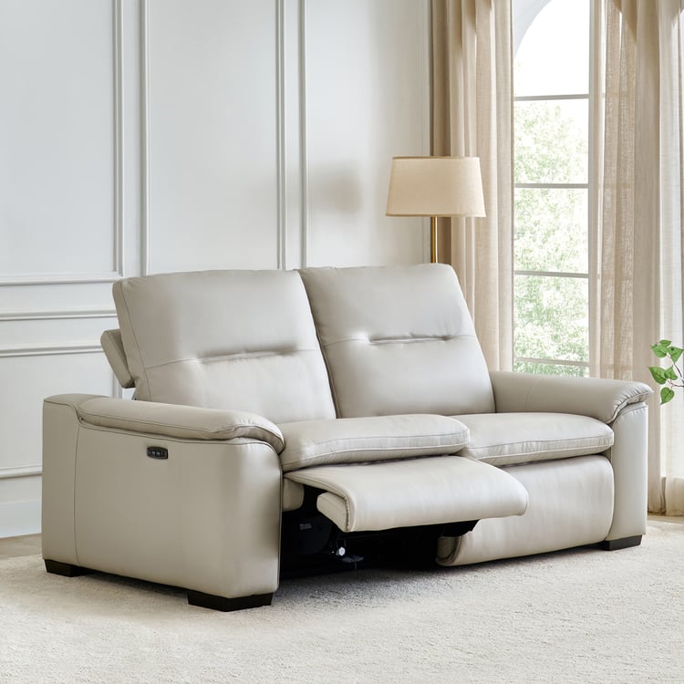 Angelo Half Leather 3-Seater Electric Recliner - Grey
