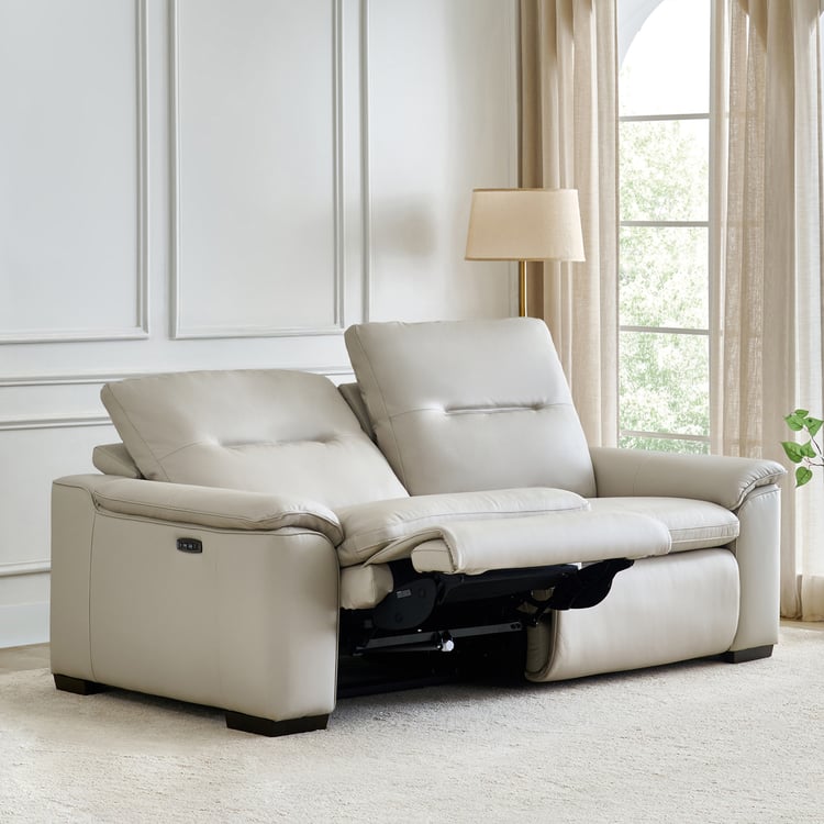 Angelo Half Leather 3-Seater Electric Recliner - Grey