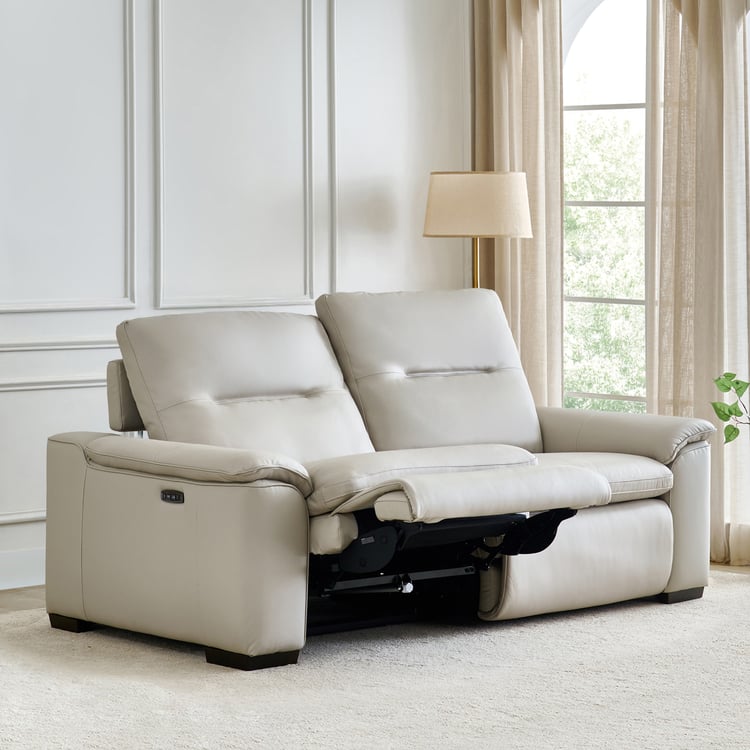 Angelo Half Leather 3-Seater Electric Recliner - Grey