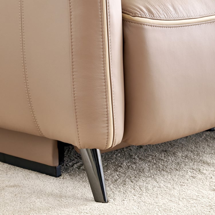 Skyros Half Leather 3-Seater Electric Recliner - brown