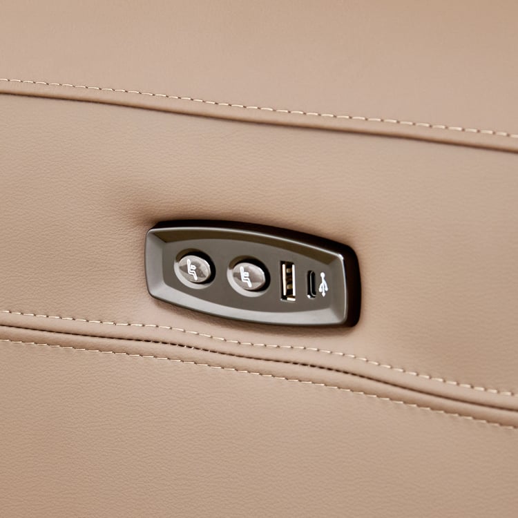 Skyros Half Leather 3-Seater Electric Recliner - brown